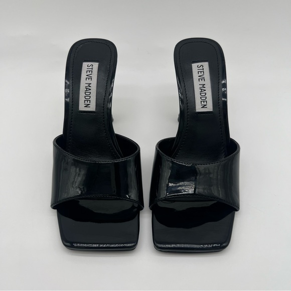 STEVE MADDEN Elated Slide Sandal Black Patent - Picture 3 of 10